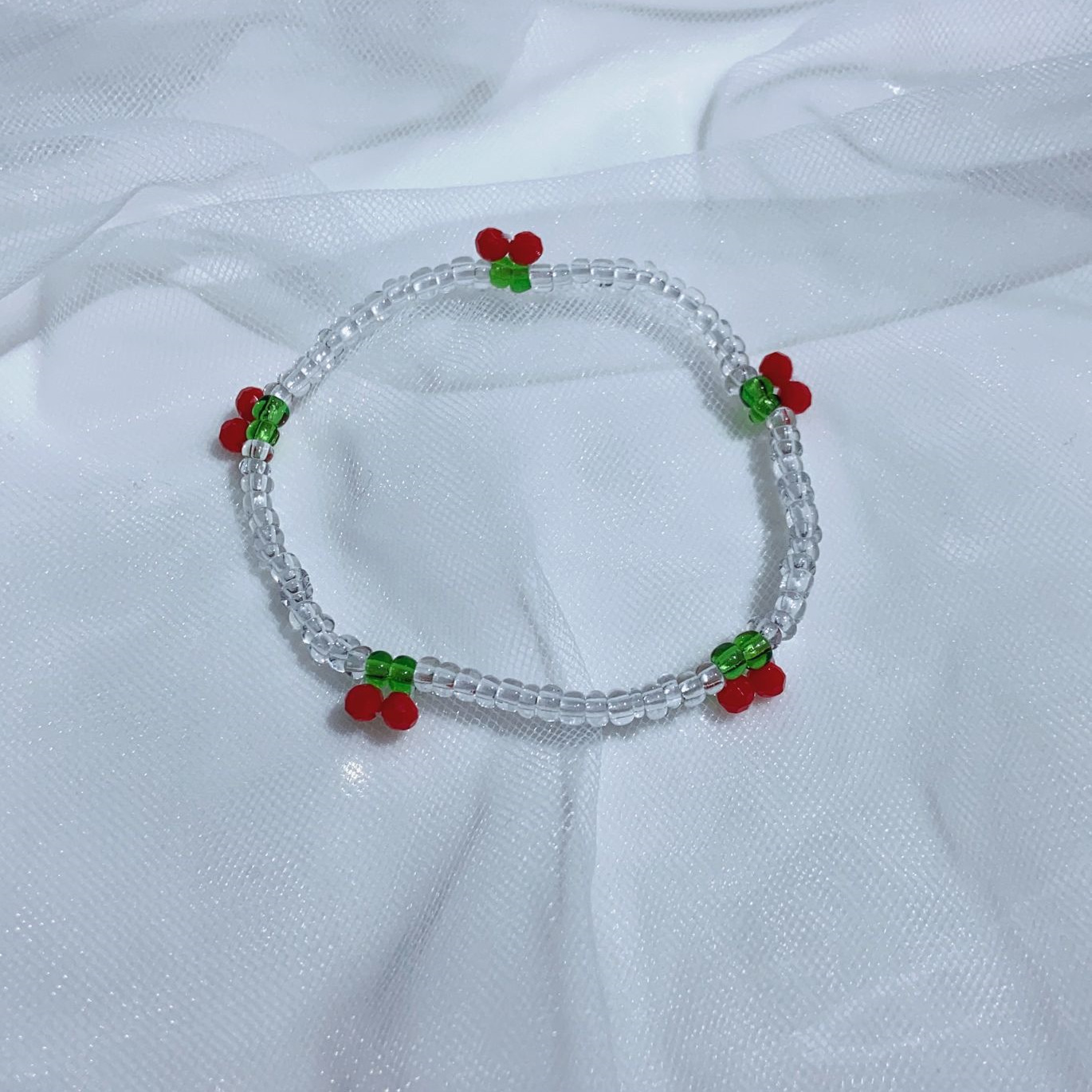 Donarsei zdobione paciorkami w stylu Boho Red Cherry naszyjnik dla kobiet śliczne Handmade owoce małe koraliki Chokers naszyjniki biżuteria Boho: transparent bracelet