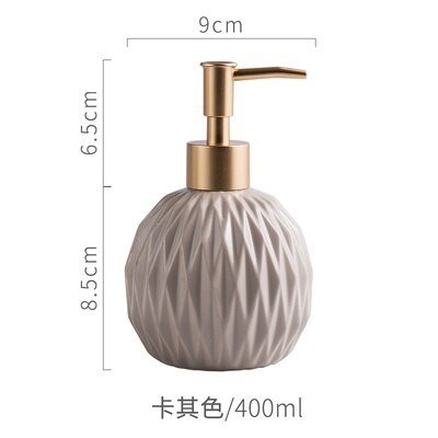 Dispensador de jabón redondo de cerámica, forma de ventilador plegable, botella de loción de cerámica, Cabezal de presión dorado, accesorios para baño, botella de Gel de Ducha: B