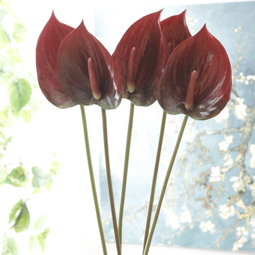 Anthurium blomster indendørs planter balkon kontor kunstige blomster bonsai gulv blomst hjem dekoration