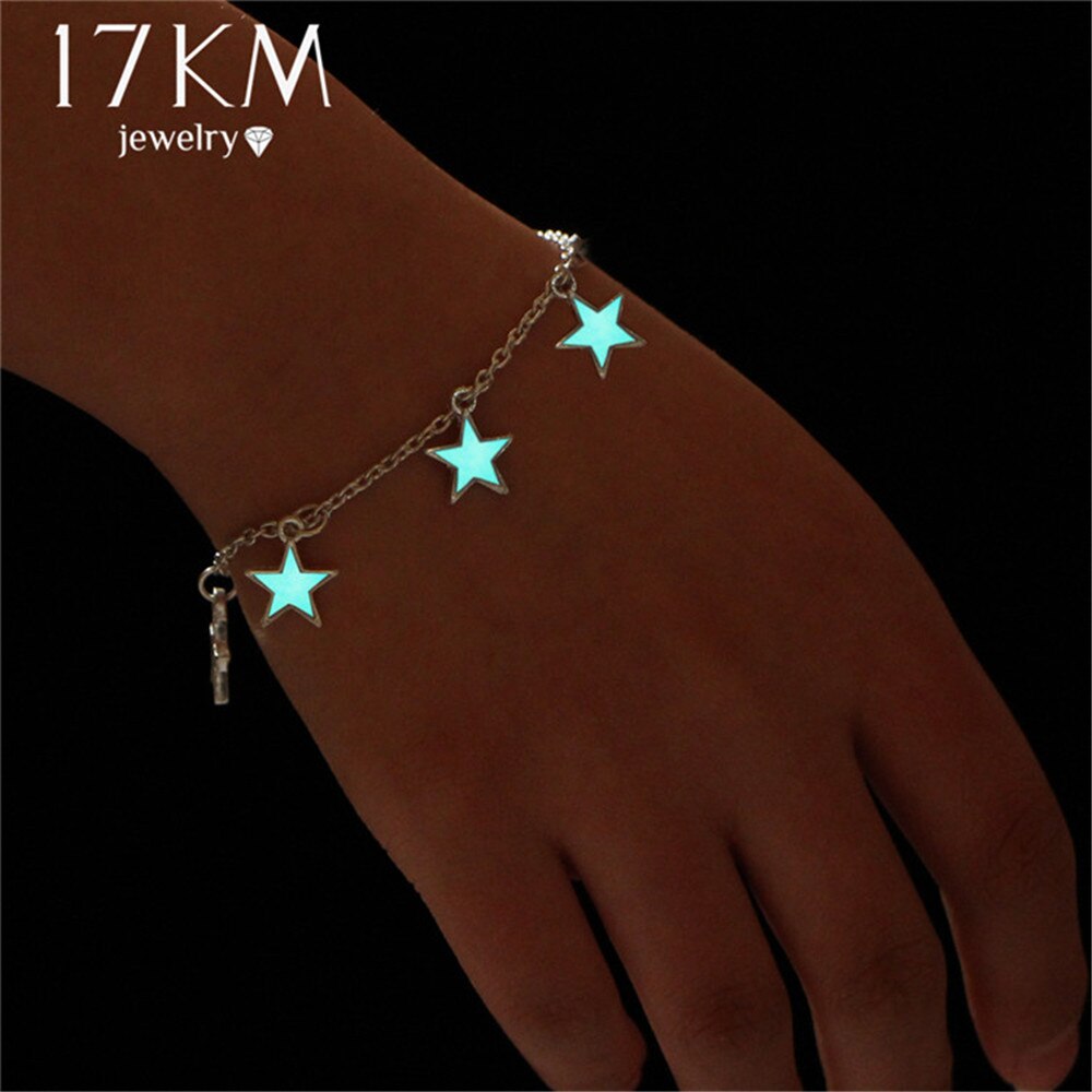 17 KM Blauwe Lichtgevende Ster Hanger Armbanden Voor Vrouwen Pretty Verklaring Armband Bangles pulseira feminina Partij Sieraden