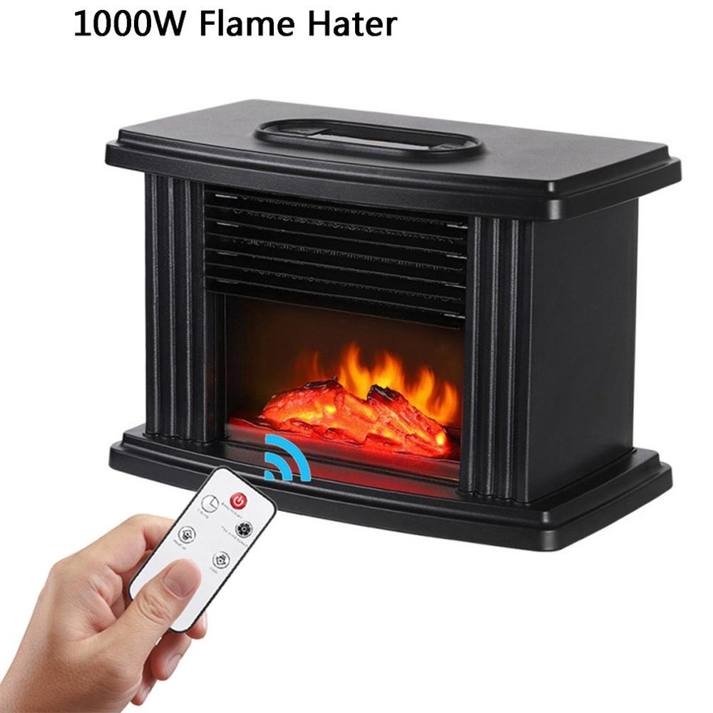1000w elektrisk eldstadshatare med fjärrkontroll eldstad elektrisk flamdekoration bärbar inomhusvärmare