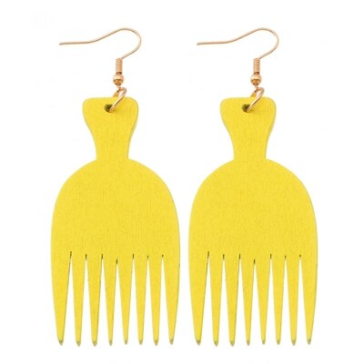 Yuluch Etnische Houten Kam Hanger Oorbellen Voor Afrikaanse Mode Vrouwen Sieraden Oorbellen Huwelijksgeschenken: yellow