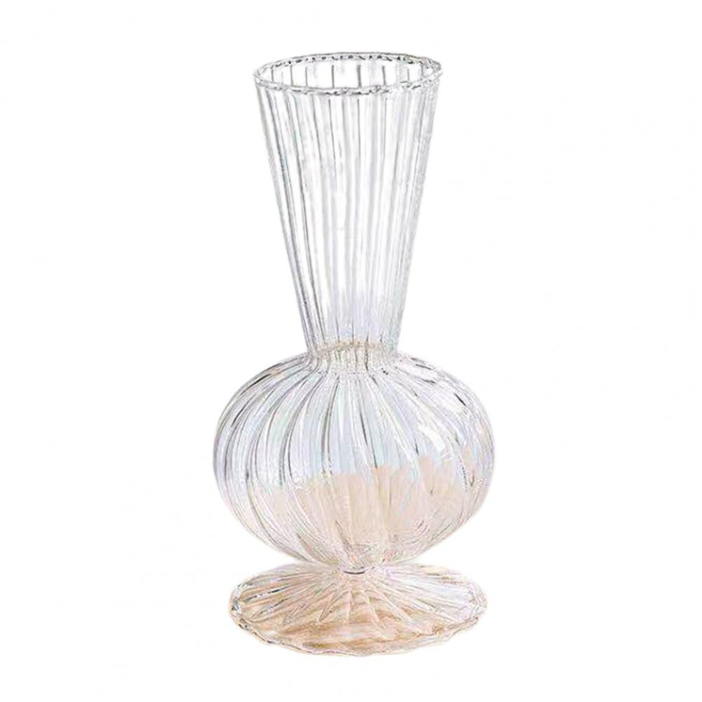 Simple Transparent Glass Vase Versatile Transparent Home Plants Hydroponic Vase Stripe Decorative Flower Vase for Wedding