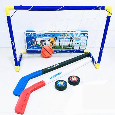 Palo de Hockey sobre hielo de invierno para niños, herramientas de entrenamiento de plástico, Golf, fútbol, Mini conjunto de fútbol extraíble: ice hockey and goal