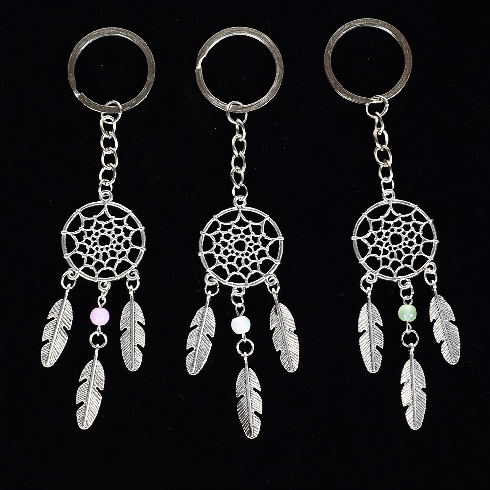 Dromenvanger kraal bedel hanger sleutelhanger sleutelhanger met veer auto decoratie handtas auto accessoires sleutelhanger