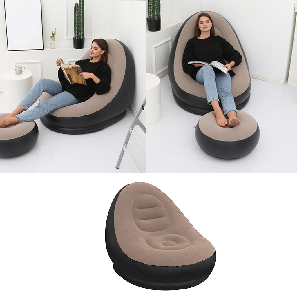 Luft oppustelig loungestol gulvklappelig gaming sofa stol lounger folde justerbar sovesofa sofa hvilestol: Brun