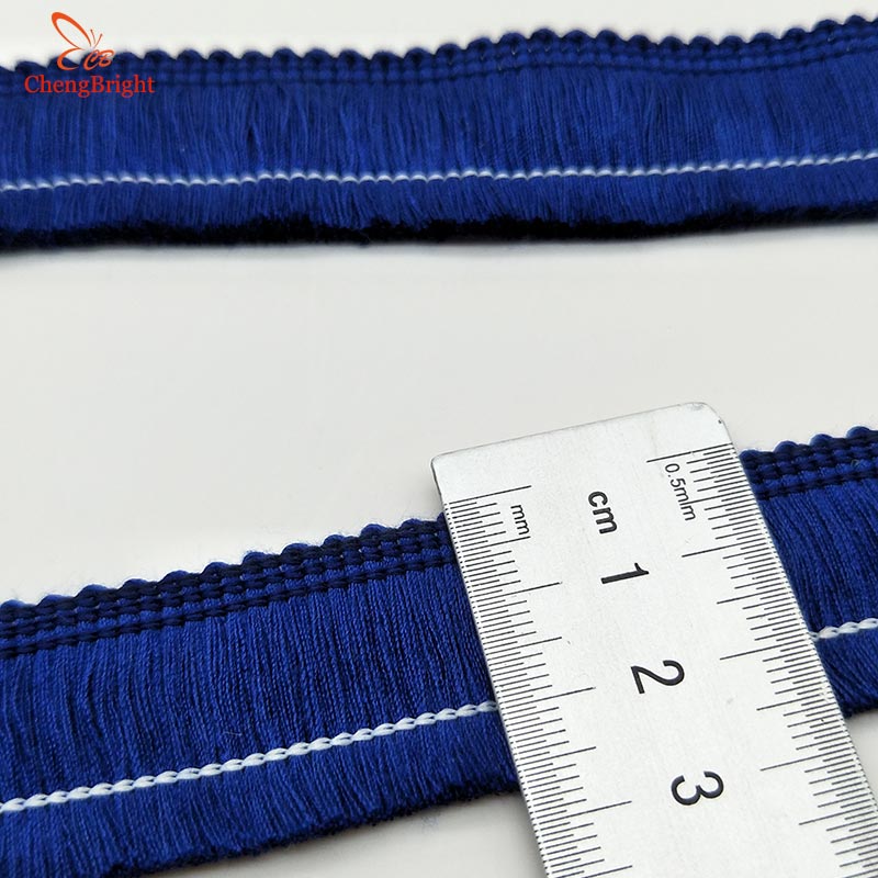 CHENGBRIGHT-frange en dentelle garniture frange | 1 cour 2.5cm de large, garniture frange, pour robe latine, vêtement de scène, accessoires dentelle, ruban: Sapphire