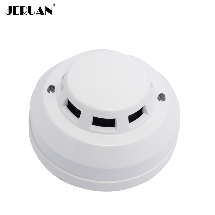 JERUAN 12V DC wired smoke detector optoelectirc sensor use to check fire or anti something burning connect to wired zone