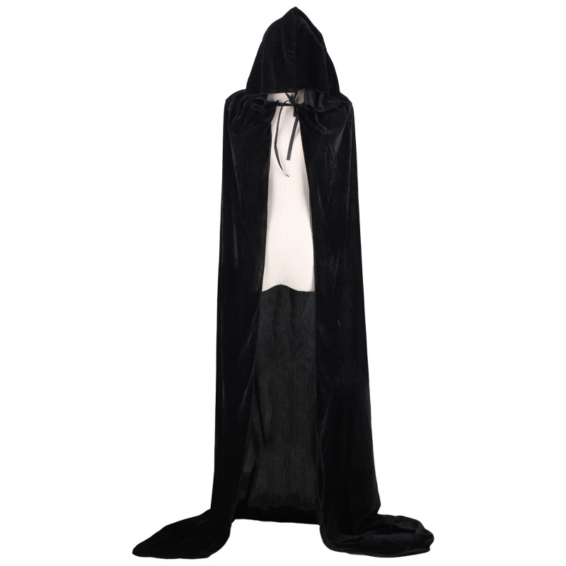 Vampire Cape Medieval Hooded Robe Cosplay Costumes Halloween Adult Children Black Cape Show Party Witch Elf Cape