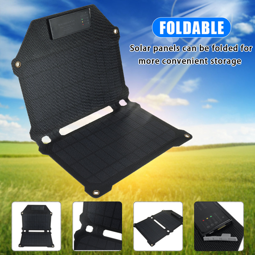 USB 5V 20W Outdoor Hiking Waterproof Solar Panel for Travel Camping Cycling Waterproof Solar Panel Charger Mobile Power Battery