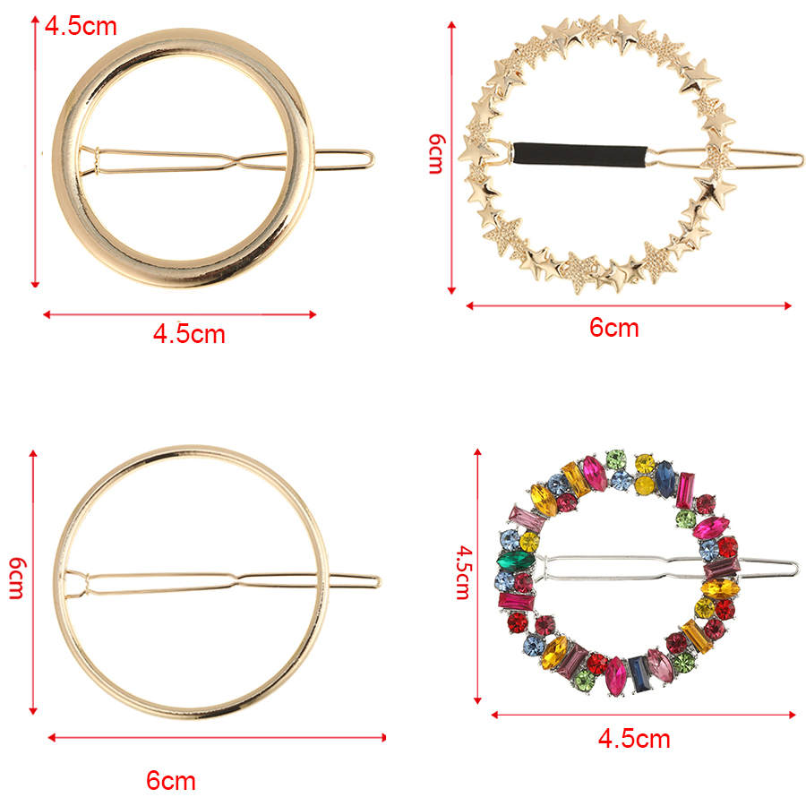 AWAYTR-Pinza para el cabello geométrica de Metal , pasadores triangulares redondos, pasador de horquilla, pinzas para el cabello, accesorios para el cabello de para mujeres y niñas