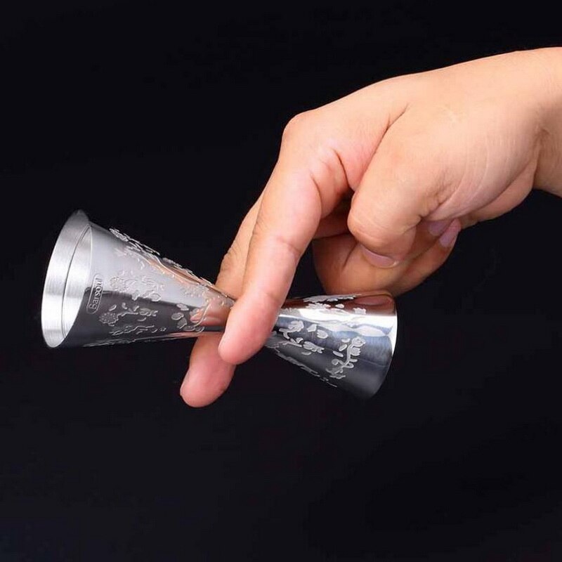 30/60ML stainless steel engraved scale measuring cup double head wine ounces oz cup wine bar measuring cup