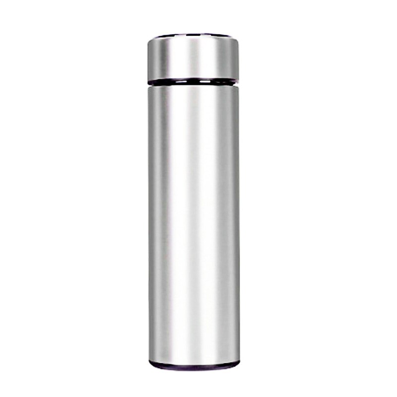 Intelligent rostfritt stål termosflaskkopp temperaturdisplay vakuumkolvar resebil soppa kaffemugg 500ml: Silver-