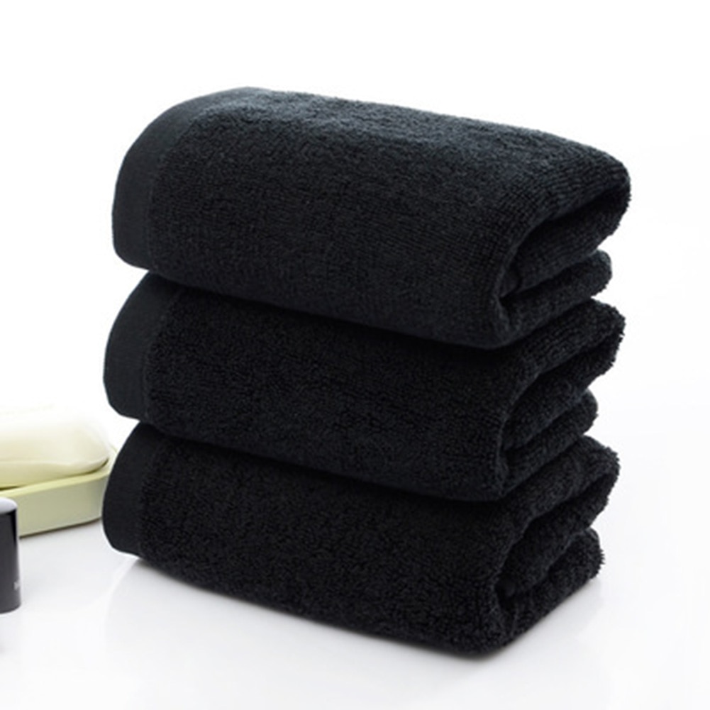 Sort badehåndklæde rent bomulds blødt håndklæde til badeværelse hotel maskinvaskbar ksi 999