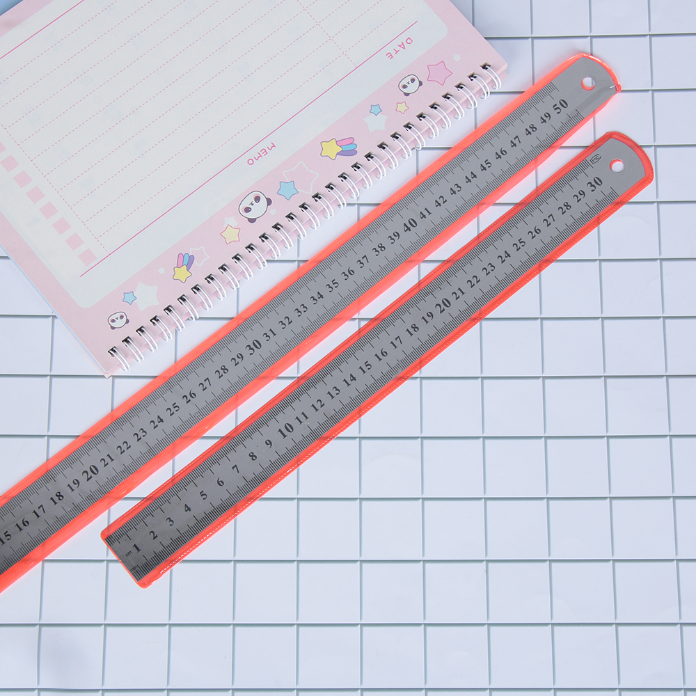 30cm 12"/50cm 20" Precision Metal Measuring Tool Student Stationery Straight Ruler Metric Imperial Stainless Steel Double Sided