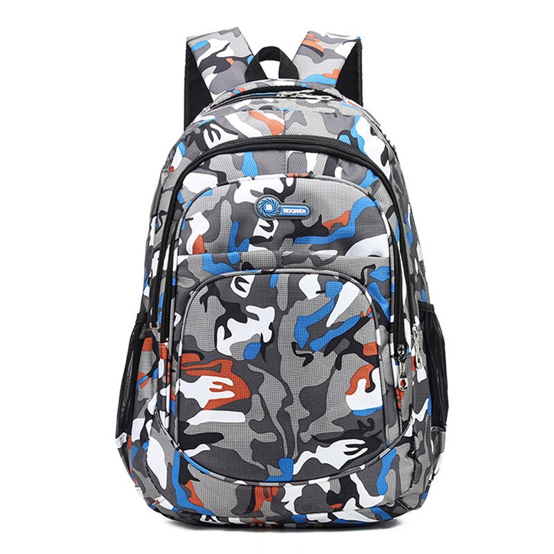 2 Sizes Camouflage Waterproof School Bags For Girls Boys Orthopedic Children Backpack Kids Book Bag Mochila Escolar Schoolbag: orange large-1