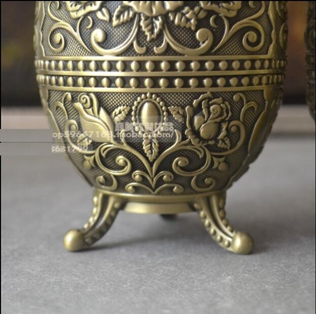 European egg shape bronze automatic toothpick holder toothpick dispenser tandenstoker houder toothpick box for kitchen YQT022