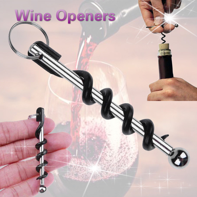 Red Wine Corkscrew Pocket Corkscrew Mini Keyring Chain Beer Wine Bottle Openers Key Chain Portable Outdoor Keychain Openers