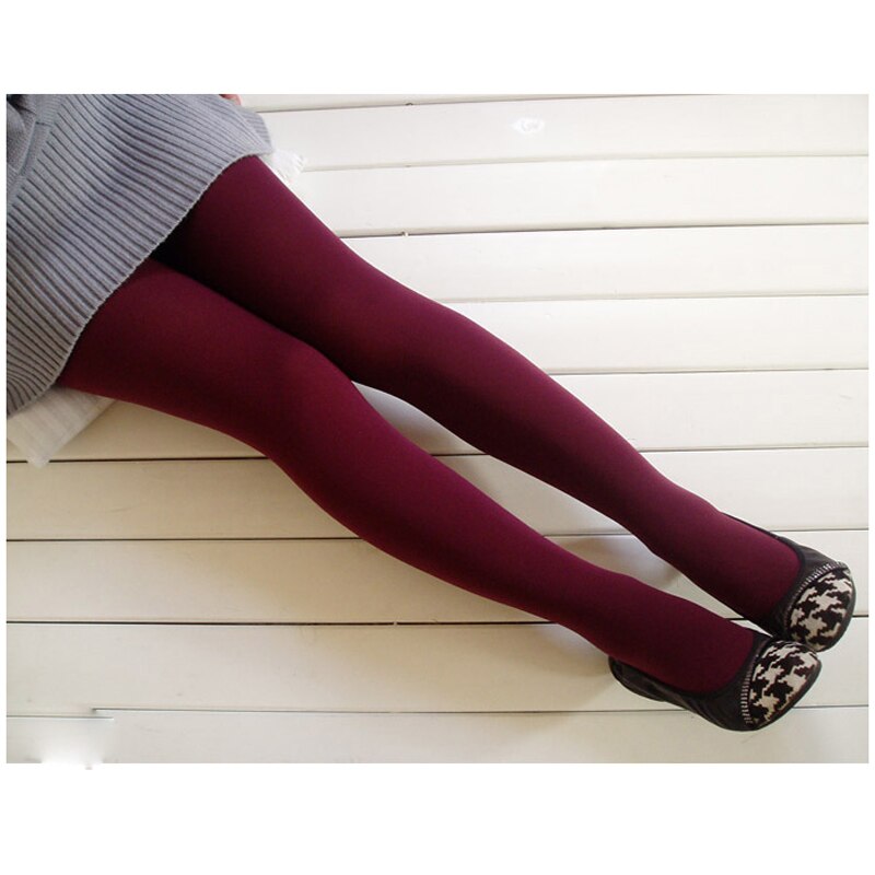 1 pçs dentro engrossar leggings quentes das mulheres legging de inverno pantyhosfemale leggings senhora leggings quente magro meia-calça para mulher: style 2 wine red