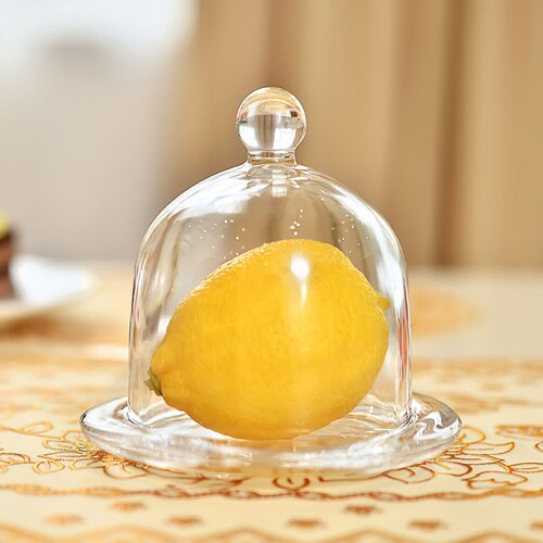Bandeja de cristal transparente minimalista para pastel de estilo europeo, bandeja alta para fruta, Bandeja de postres de decoración de cumpleaños para boda LB81304: AS 9.5cm