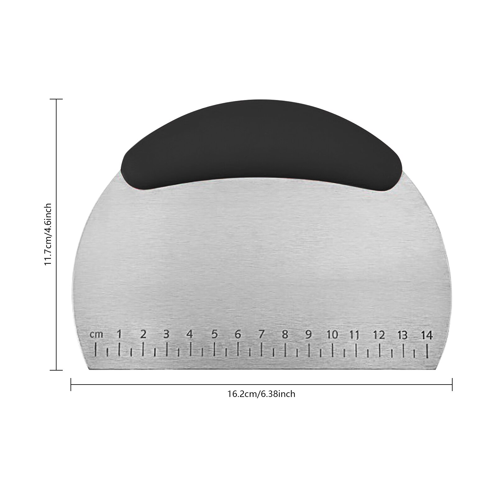 Kitchen Dough Scraper with Scale Stainless Steel Flour Dough Pizza Scraper Baking Utensils Pastry Spatula Baking Tools: Black16.2x11.7x1.5cm