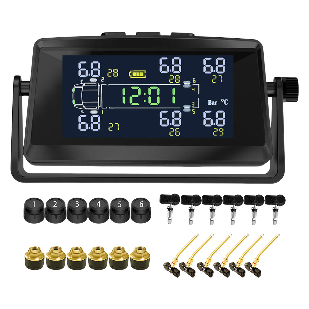 Reifendruckkontrollsystem mit 6 sensoren, usb/Solar--tpms für wohnmobile, anhänger und lkw