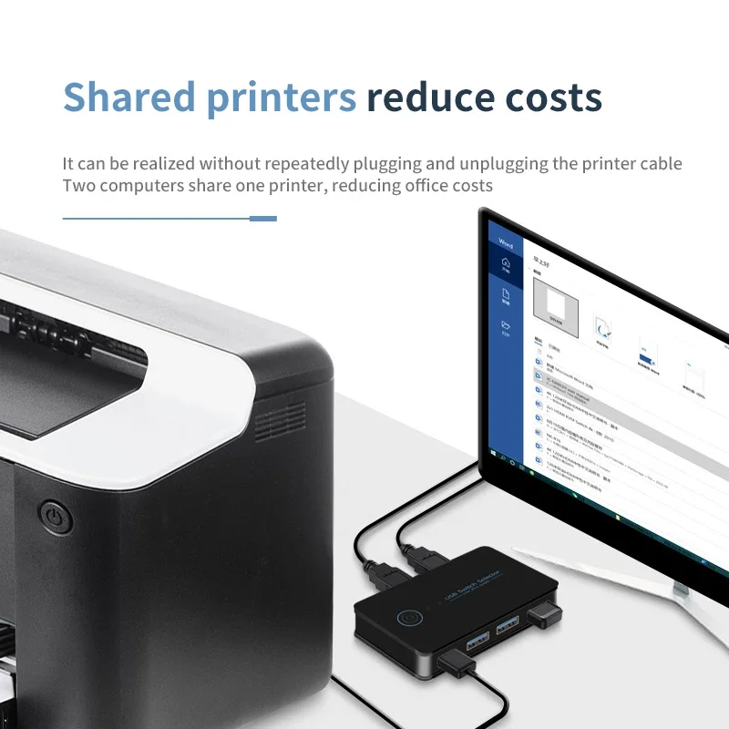 KVM USB 2.0/3.0 Switch Hotkey Switcher 2 In 4/4 In 4 Out Hub Shortcut Key Switch for Keyboard Mouse Printer Shared Controller