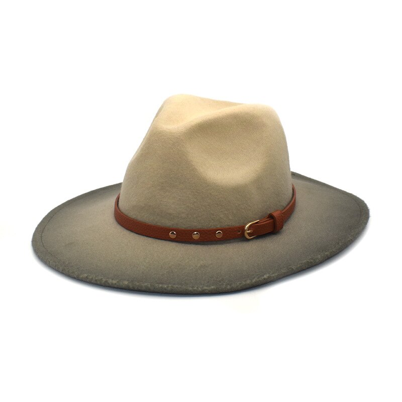Sombrero de lana de Color degradado para mujer, sombrero Fedora para exteriores, otoño, invierno, cálido, sombrero, Jazz de Panamá: 2