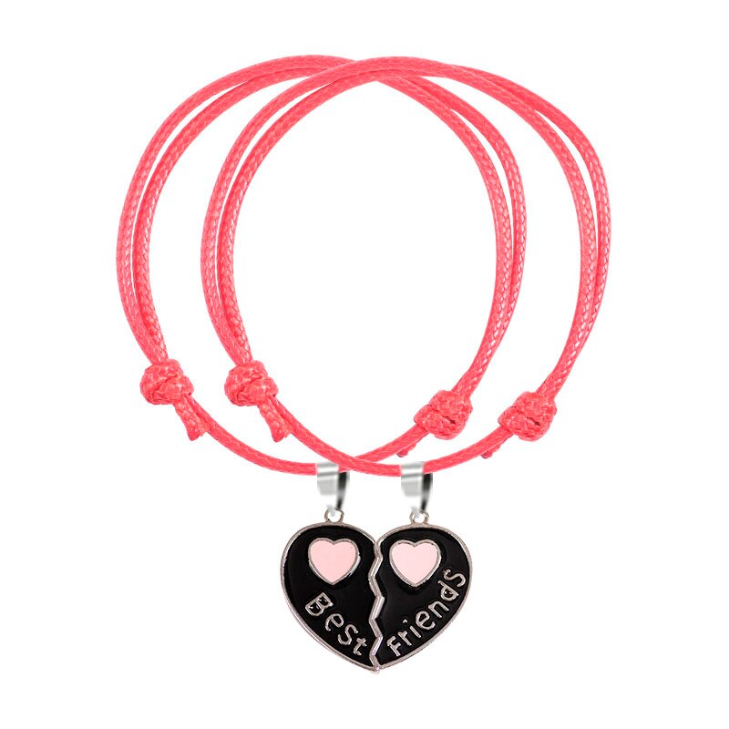 2-piece moda bff pulseira simples criativo rosa coração pingente melhor amigo amizade jóias presente multi-cor opcional quente: SL211-A