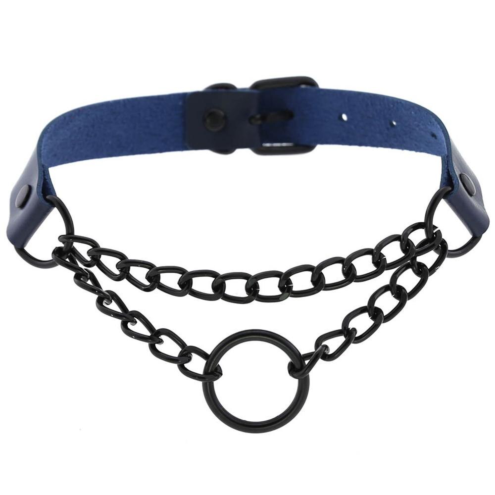 Schwarz Gothic O Kette choker kragen harajuku Punk Choker frauen mädchen schwarz leder chocker emo Kawaii hexe schmuck: navy