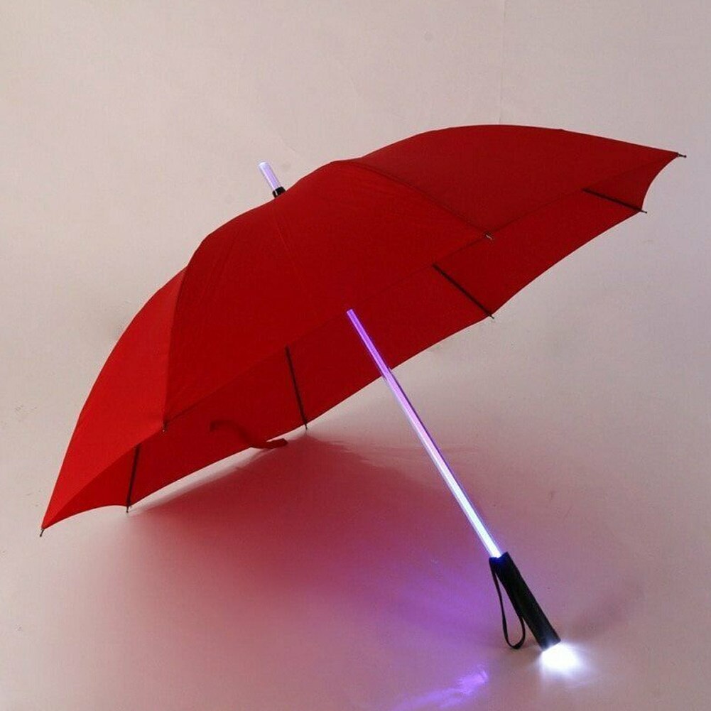 Kunststoff verrotten Wandern Regen transparent LED Regenschirm Männer Frauen blinken Auf Nacht Licht Halfter Rolle Wasserdicht Winddicht Regenschirme: verrotten