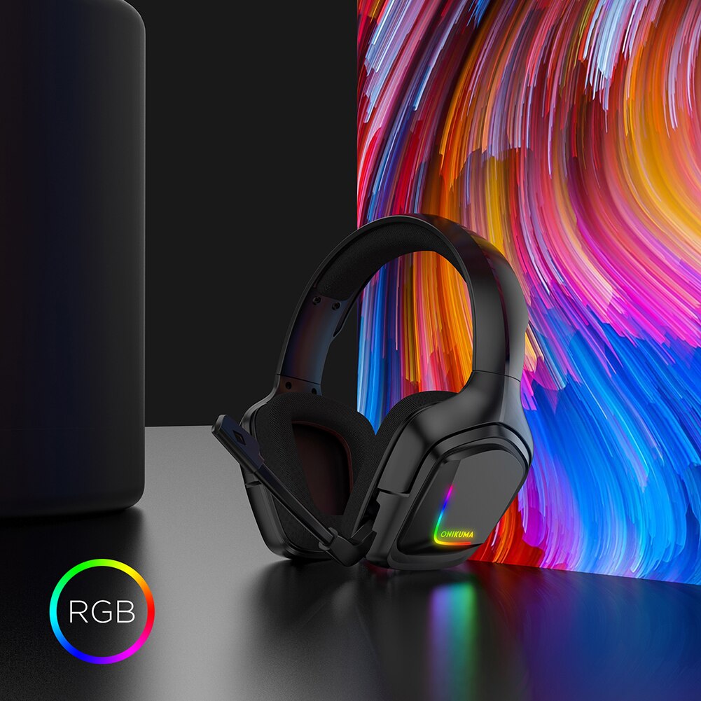 ONIKUMA K20 Gaming Headset - 3.5mm Wired, RGB Lighting, Noise-Cancelling Mic for PC, Tablet, Smartphone