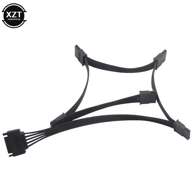 Nowy rozdzielacz zasilania dysku twardego SATA 15Pin M 1 do 5 SATA 15Pin F do samodzielnego montażu komputera PC 15-pinowy zasilacz 60CM