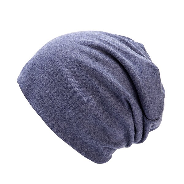 Cotton Winter Cap Acrylic Skullies Beanies For Men Women's Solid Color Outdoor Slouchy Knitted Hat Unisex Baggy Headgear: Blue