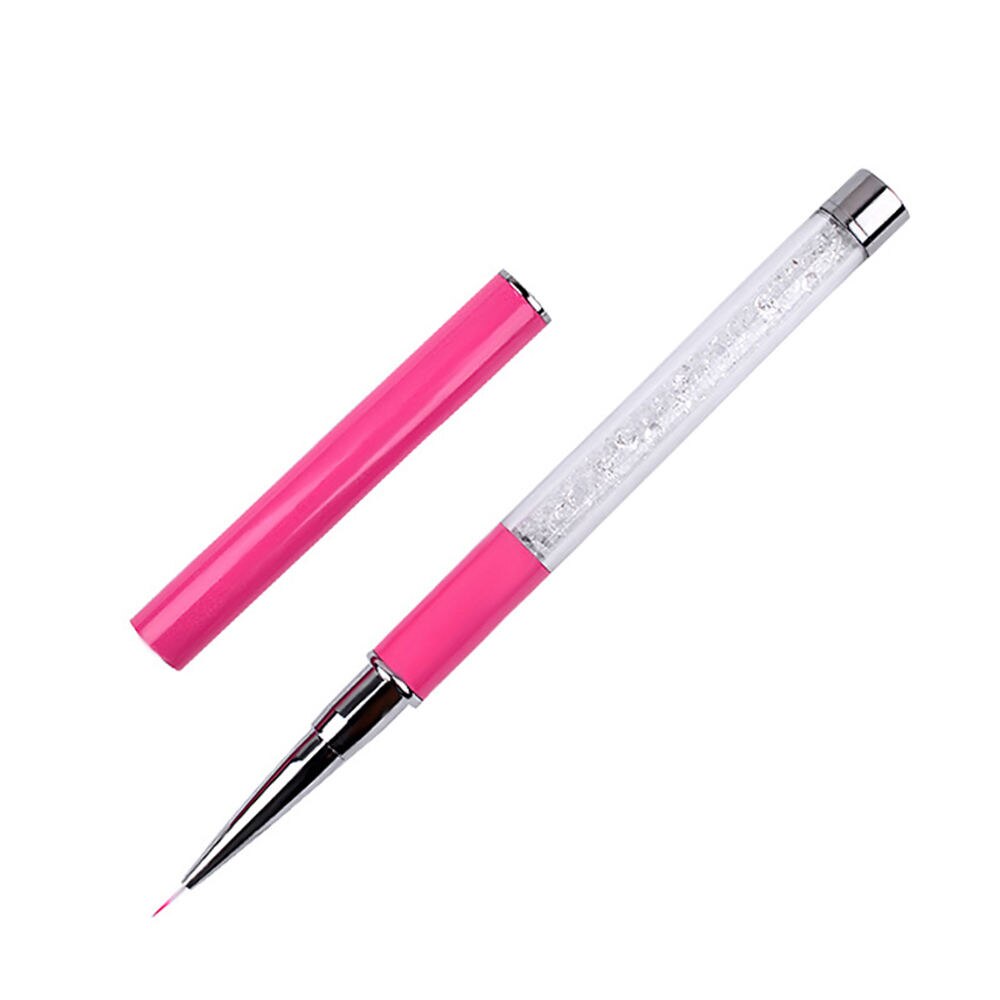 Bolígrafo dibujo uña polvo varilla diamante blanco rojo y blanco cabeza pintado cepillo para manicura línea de dibujo cristal acrílico pluma