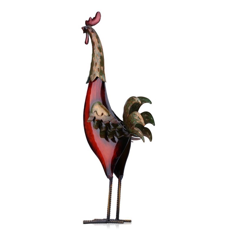 Metal Rooster Animal Garden Sculptures Art Decor,Outdoor Patio Lawn Back Yard Chicken Statue Decoration