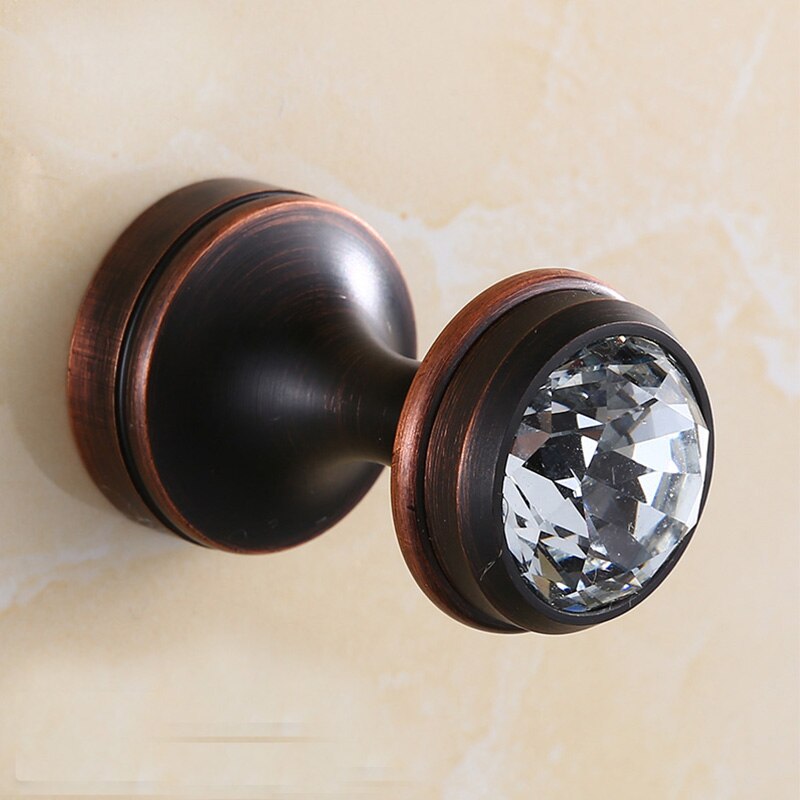 Mini Robe Hook, Bathroom Shower and Bath Sponge Hooks Coat Hanger Hooks, Wall Mounted Screwed: Crystal Hook - Black