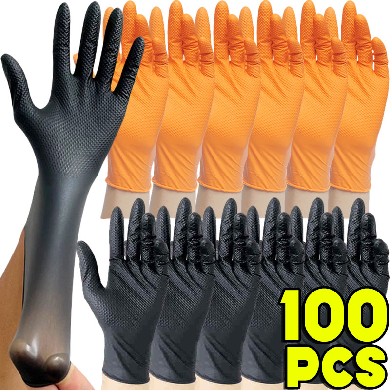 Thick Heavy Duty Nitrile Gloves 8Mil Extra Mechanic Home Garden Disposable Glove with Textured Grip Antislip Safety Work Gloves