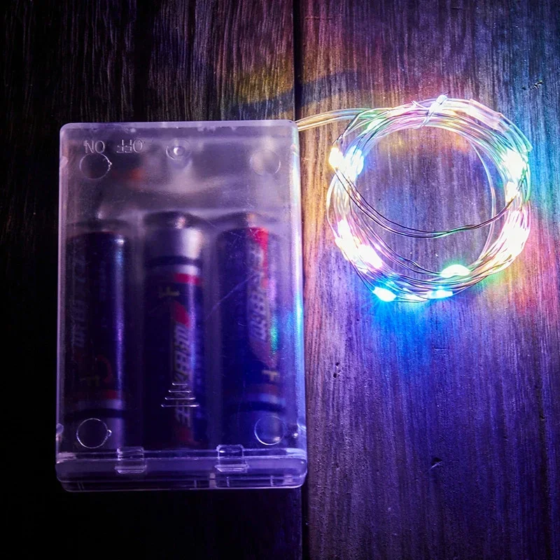 Silver Wire Festoon LED Light String Garden Outdoor Battery Box Garland Lamp for Wedding Camping Party Home Room Decoration: green / 6-10W