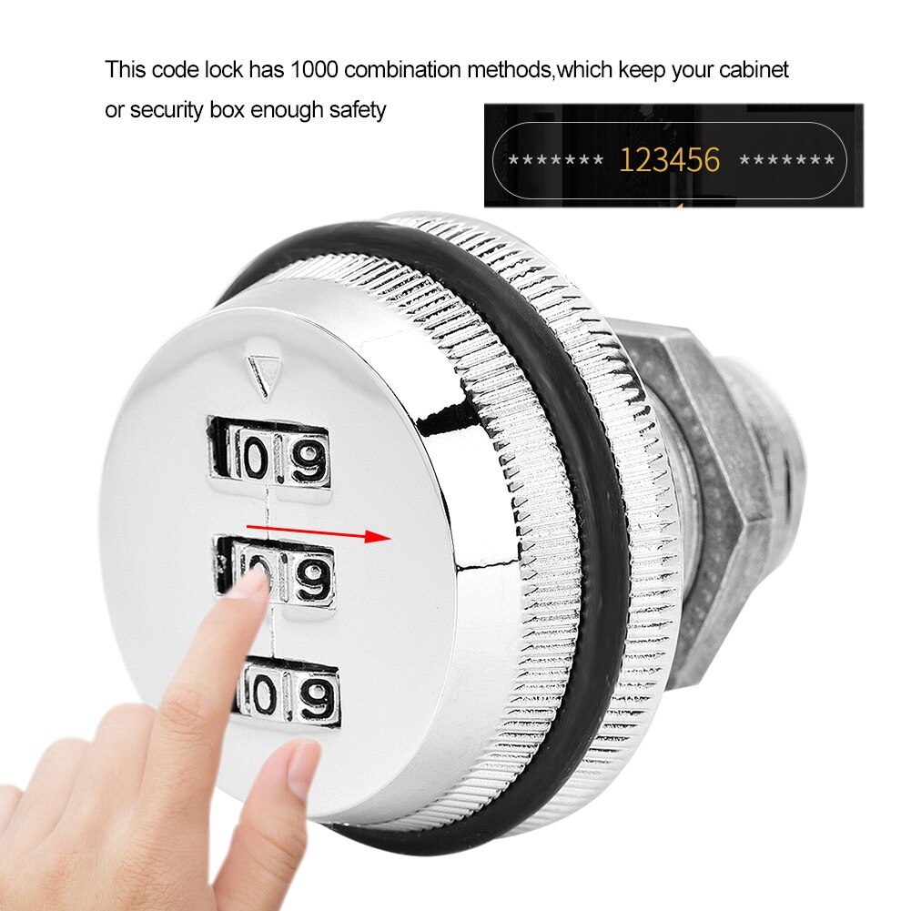 Zinc Alloy 3 Digit Code Combination Cam Coded Lock Password Cabinet Drawers Mechanical Lock