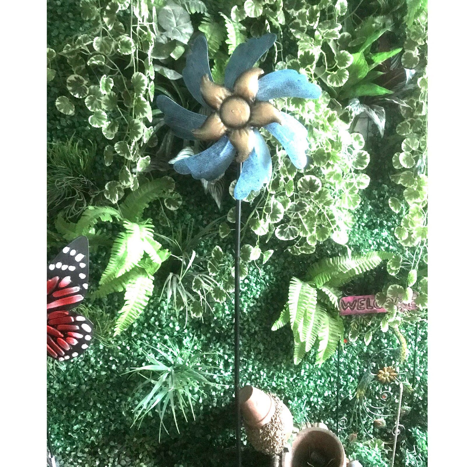 Wind Spinner Large Vertical Windmill Metal Sculptures Stake Construction for Garden Patio Yard Decor LBE LBE