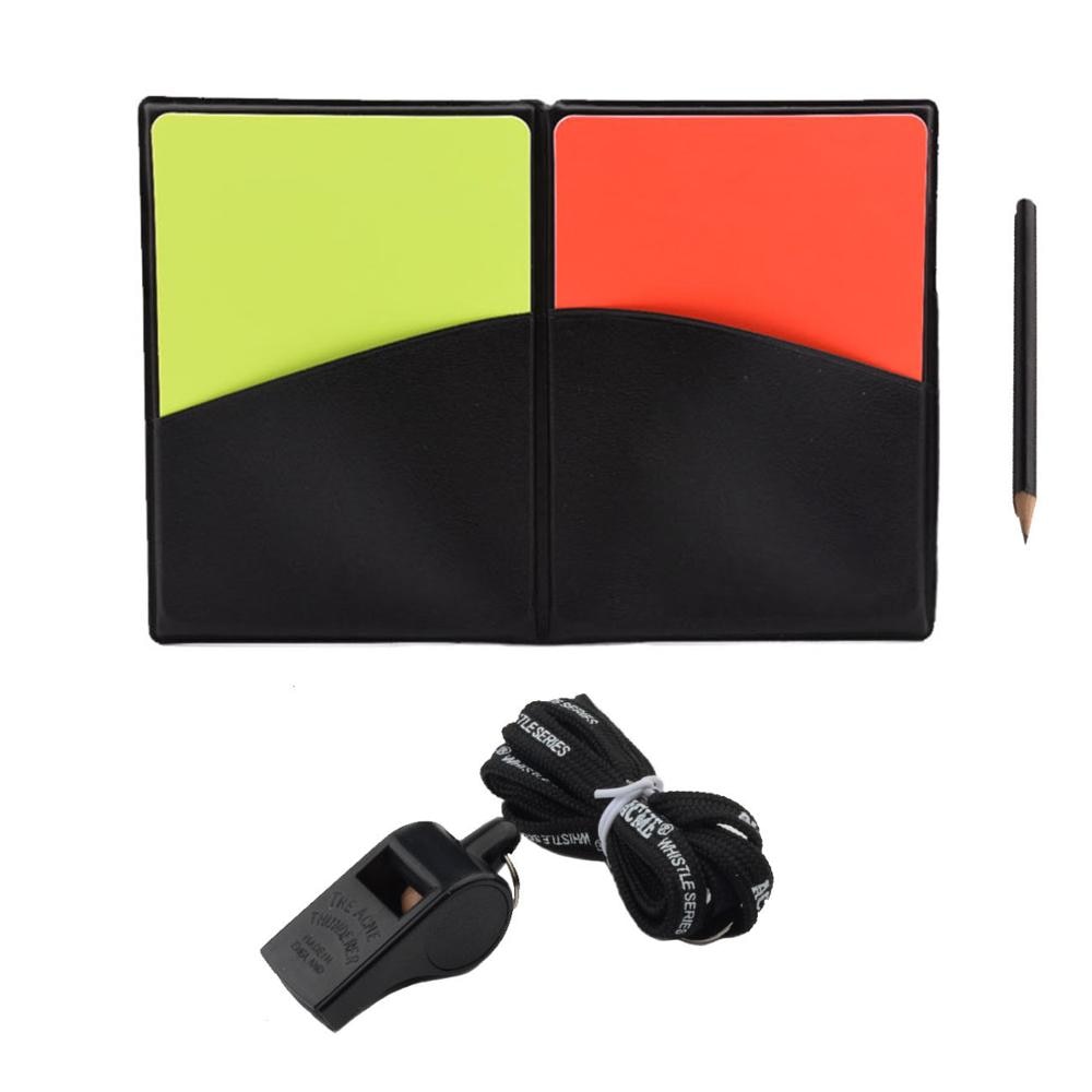 Football Referee Cards Whistle Red Yellow Cards Sports Soccer Coach Whistles