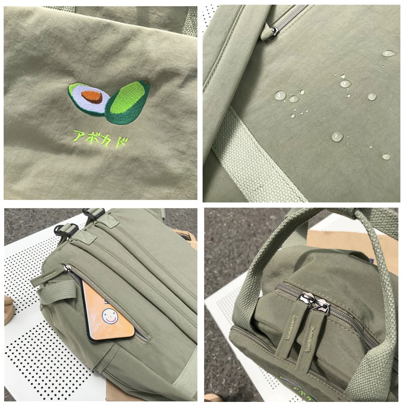 Menghuo Neue Obst stickerei Frauen Rucksack Kleine Frische Wasserdicht Nylon Einfarbig Schulter Tasche Mädchen Schul für Jugendliche