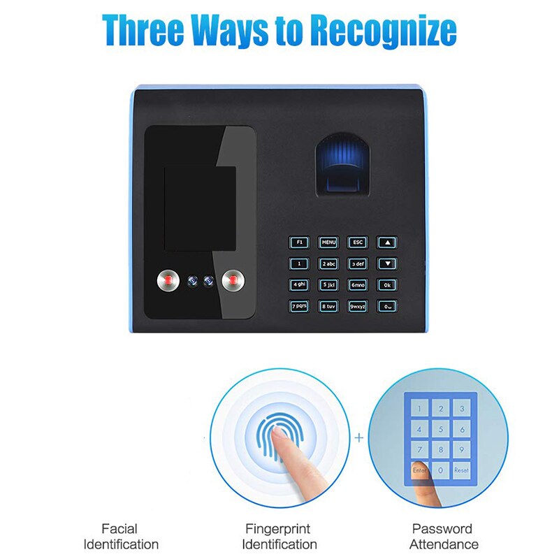 US Plug,E6 Face Recognition Attendance Machine ligent Biological Fingerprint Password Attendance Machine Employee Sign-In R