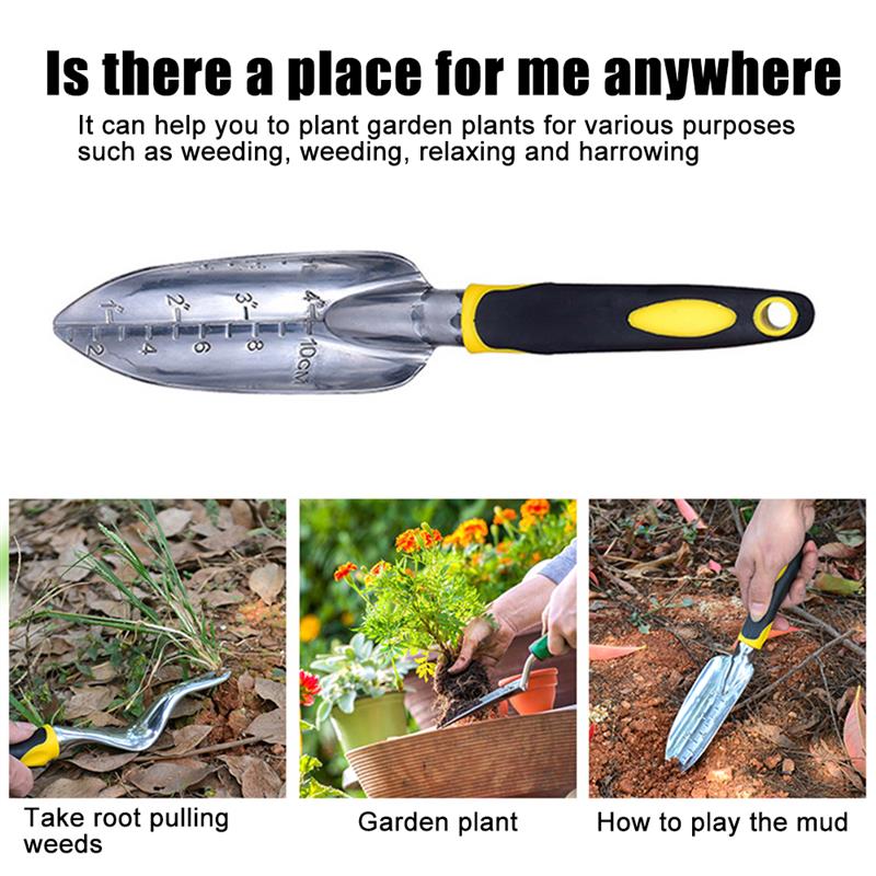 Juego de herramientas manuales de jardinería, rastrillo y pala de mano con escamas para trasplante, deshierbe, cultivador, paleta, herramientas de mango ergonómico antideslizante: shovel