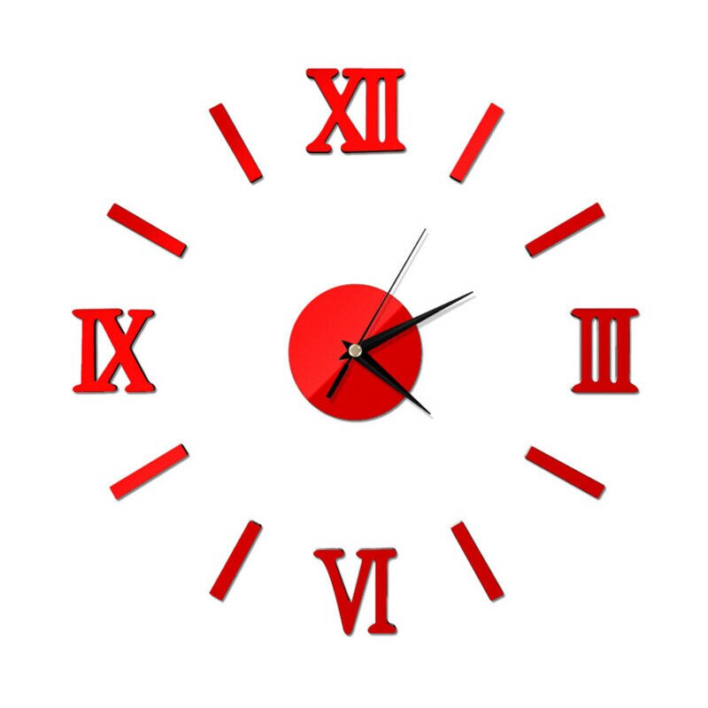 Modern DIY Large Wall Clock 3D Mirror Surface Sticker Home Decor Art Giant Wall Clock Watch With Roman Numerals Big Clock: 3