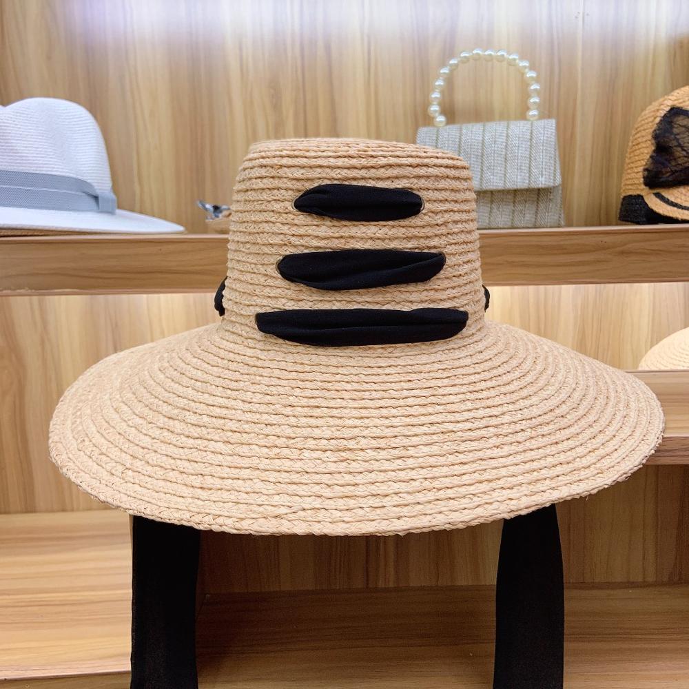 Sombrero de rafia para mujer, de 4,7 de ala ancha sombrero de paja grande &quot;, con cordones, flexible, para playa, para el sol, plegable, Derby de viaje,: Default Title