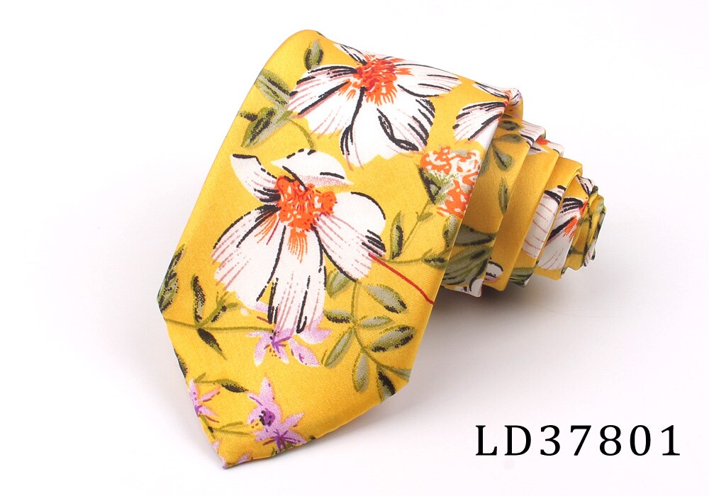 Nowe kwiatowe krawaty dla mężczyzn drukowane szyfonowe krawaty męskie krawaty wiosna lato Slim krawat moda cienki krawat na wesele: LD37801