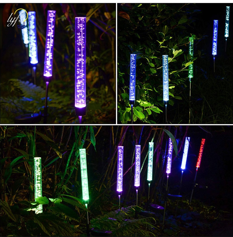 1 stk haven sollys udendørs boble rør stick lys sol akryl rgb multi farve skiftende vandtæt led lys dekor