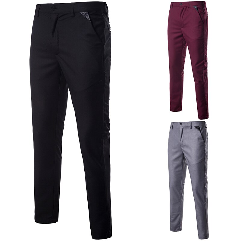 Ren farve herre små splejsedragt bukser grå rød sort slim fit herre bukser kjole bukser str sm xl xxl
